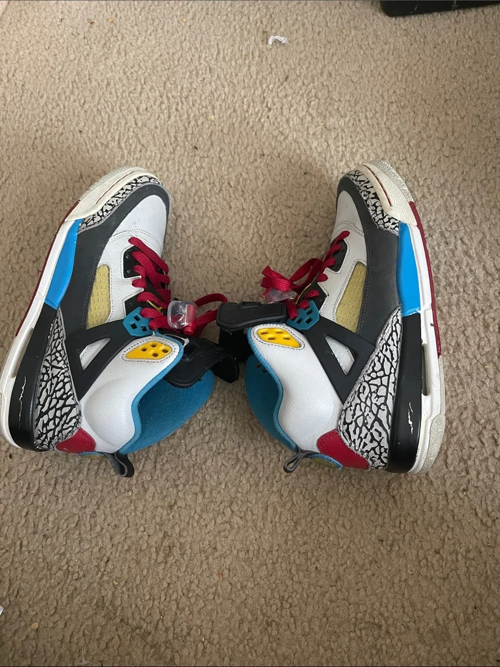 Jordan White Black Blue Red Multi-Accent Sneakers